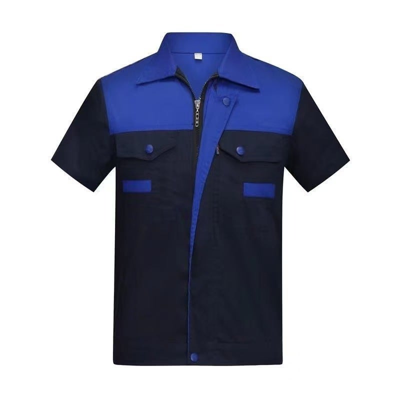 Summer Short-Sleeved Shoulder Work Clothes Suit Work Clothes Mechanical Workshop Clothing Auto Repair Clothing Labor Protection Clothing - Image 2